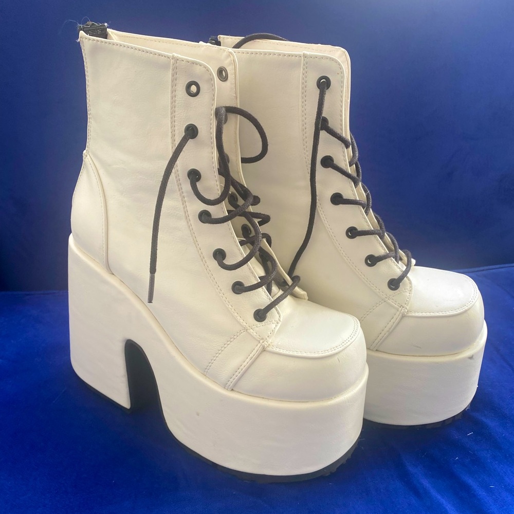 White Demonia platform boots